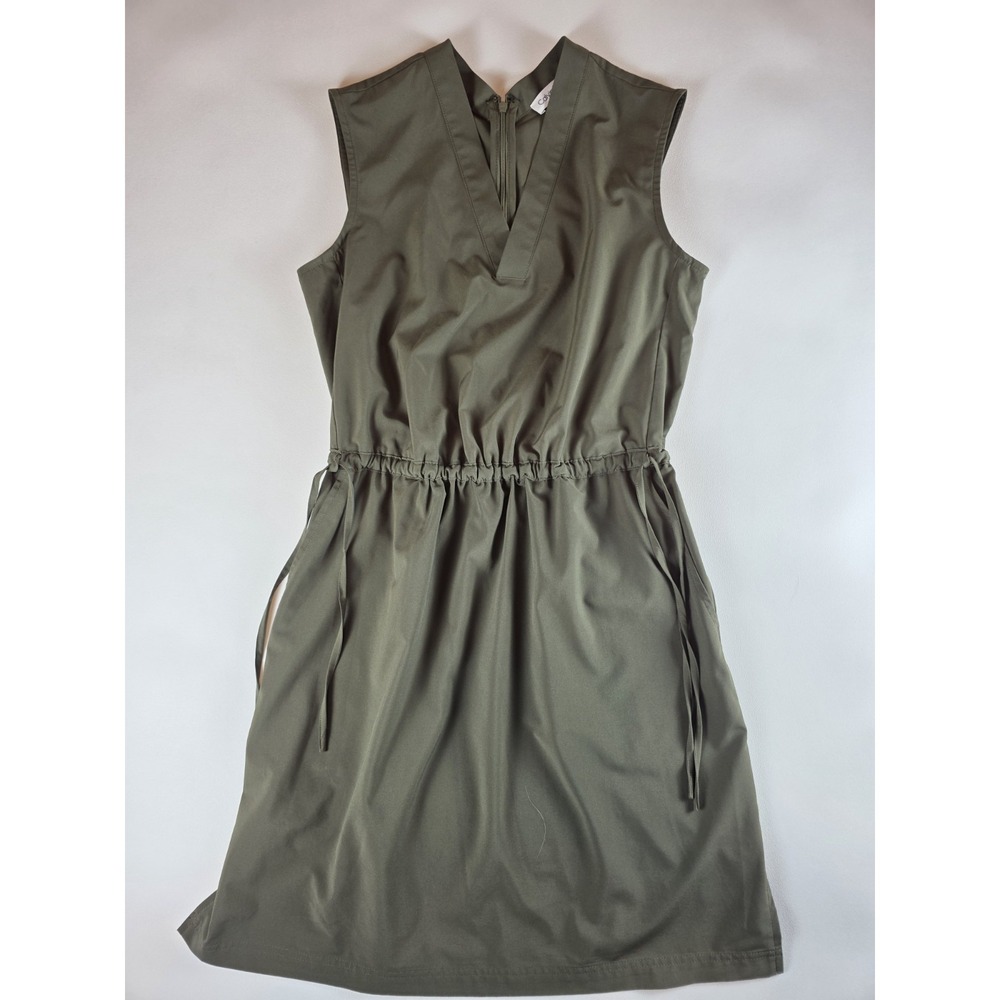 Calvin Klein Dress Size 4 Green Knee Length Tie Waist Modest Sleeveless